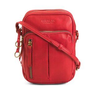 AMERICAN LEATHER CO. Red Leather Cleveland Crossbody